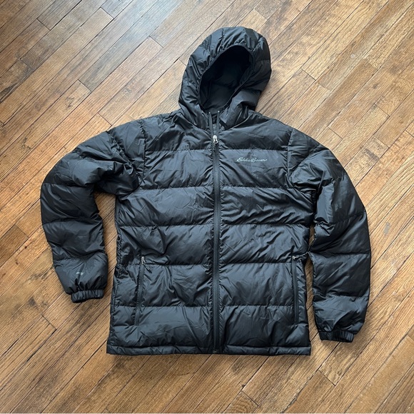 Eddie Bauer Black Quilted Hooded Jacket - Picture 1 of 3